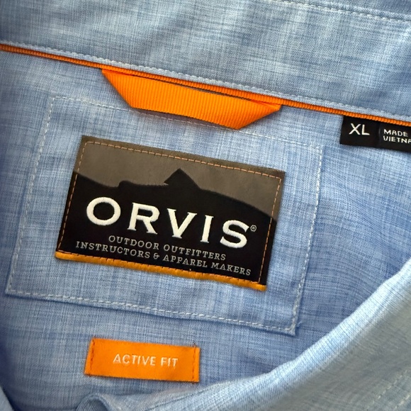 Orvis Active Fit Light Blue Lightweight Polyester Button Up Fishing Shirt Men XL - Picture 5 of 8